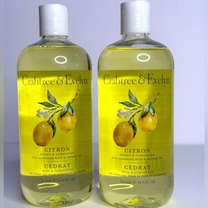 2 Crabtree & Evelyn Citron Honey & Coriander Bath & Shower Gel 16.9 oz each Made